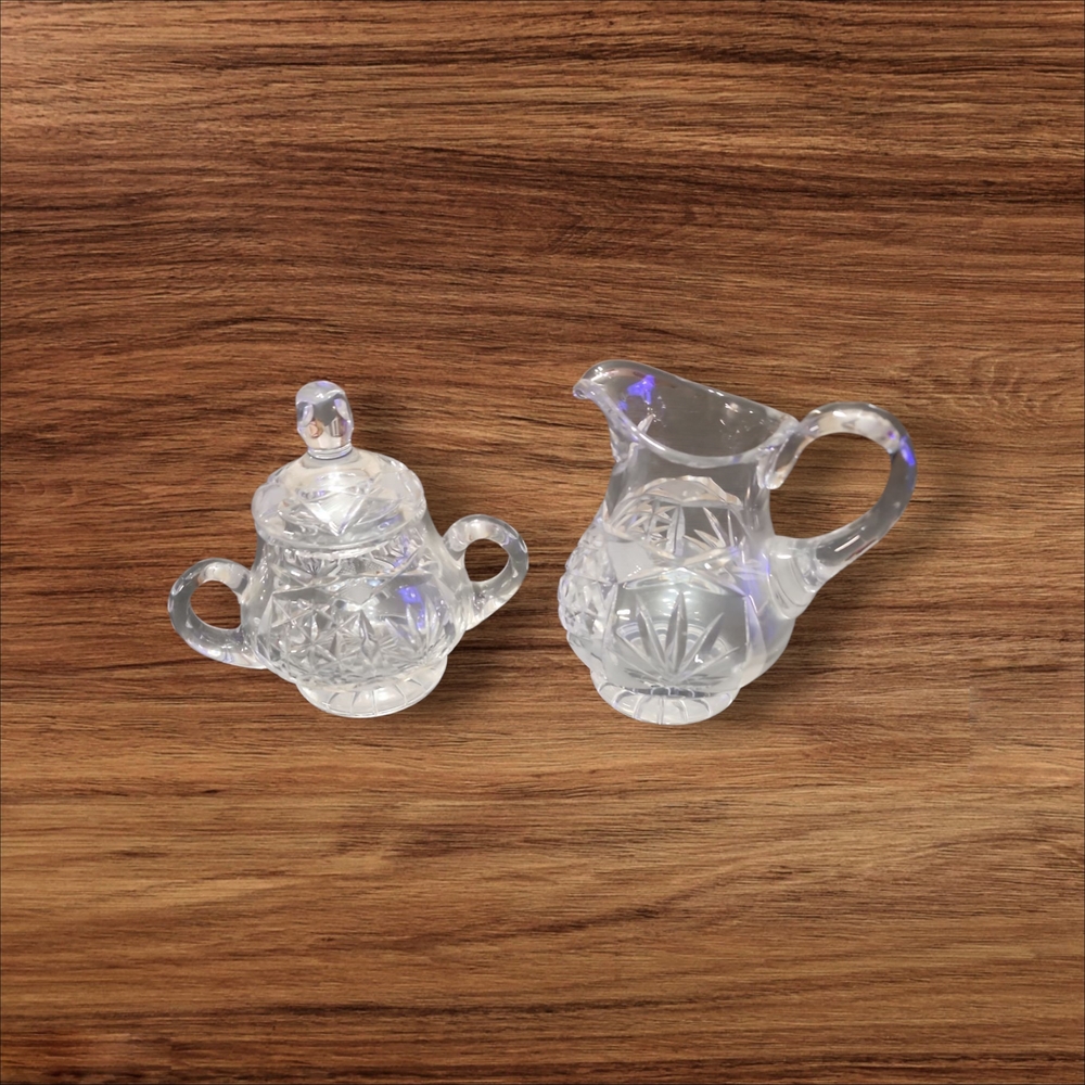 Vtg American Elegant Leaded Crystal Sugar and Creamer Set With Lid.